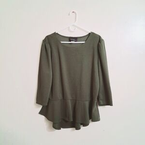 New Saysomething Olive Green Hi-low Tunic Top Sz3x